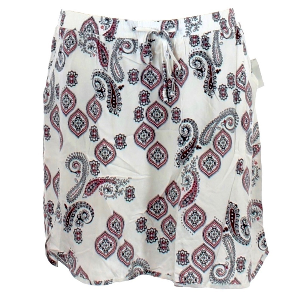 🌺 Old Navy White Paisley White Dolphin Hem Mini Skirt NWT Size L